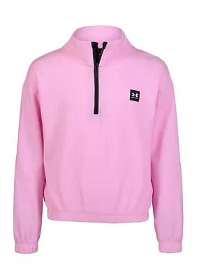 Girls 7-16 Waffle Knit 1/4 Zip Pullover