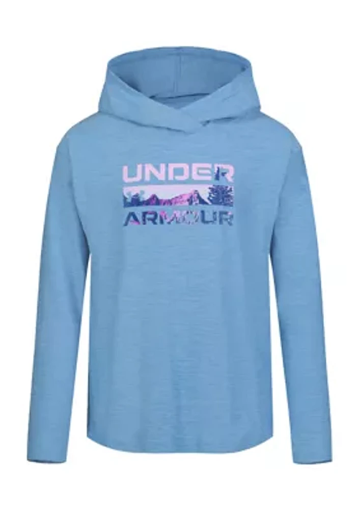 Girls 7-16 Long Sleeve Hooded Graphic Top