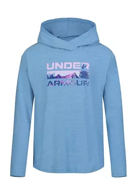 Girls 7-16 Long Sleeve Hooded Graphic Top