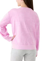 Girls 7-16 Allover Print Crew Neck Pullover