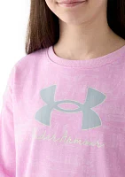 Girls 7-16 Allover Print Crew Neck Pullover