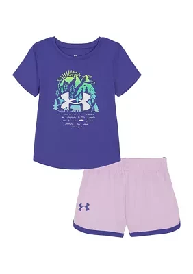 Girls 4-6x Mountains Graphic T-Shirt and Shorts Set