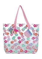 Girls Daisies Jelly Tote with 12 Pack Hosiery Pony Ring Set