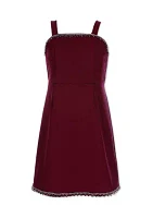 Girls 7-16 Sleeveless Scuba Crepe Dress with Bejeweled Details