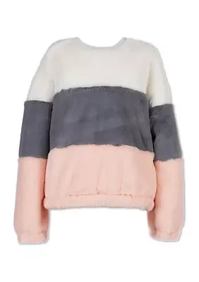 Girls 4-6x Color Blocked Fur Sweater