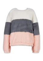 Girls 7-16 Color Blocked Fur Sweater