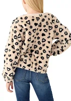 Girls 7-16 Leopard Printed Fur Pullover