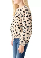 Girls 7-16 Leopard Printed Fur Pullover