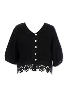 Girls 7-16 Daisy Crochet Hem Top