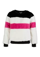 Girls 7-16 Color Blocked Fur Sweater