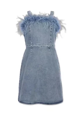 Girls 7-16 Denim Feather Dress