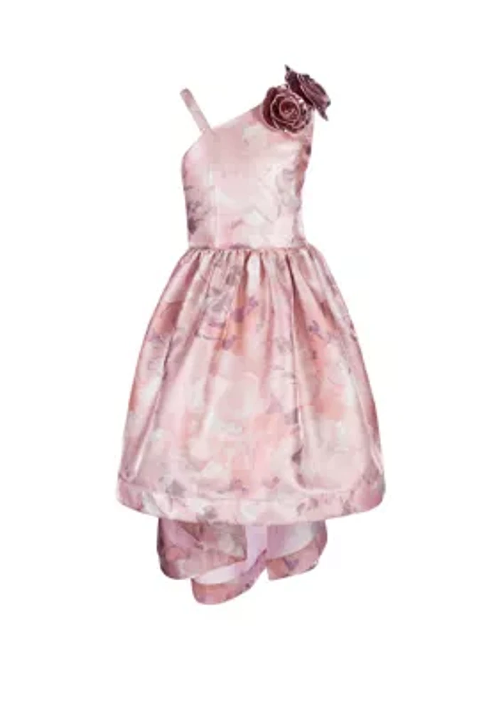 Girls 7-16 Rose Shoulder Floral Printed Maxi Dress