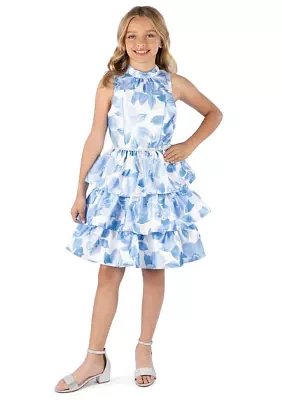 Girls 7-16 Floral Printed Tiered Dress