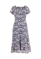 Girls 7-16 Floral Printed Chiffon Dress