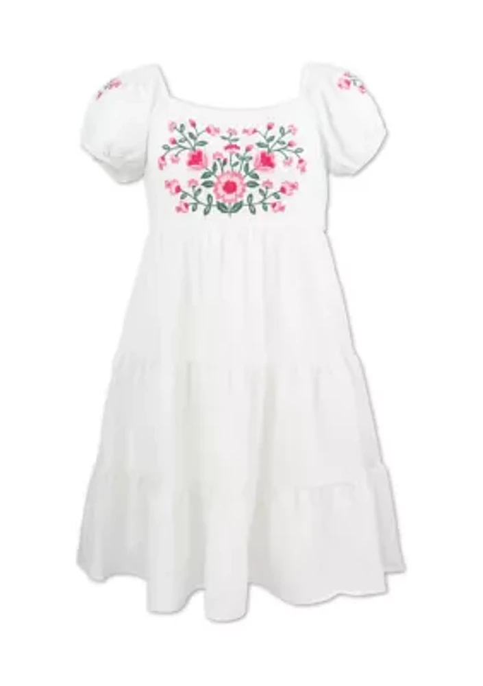 Girls 7-16 Embroidered Chiffon Dress