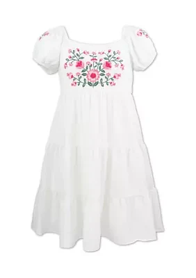 Girls 7-16 Embroidered Chiffon Dress