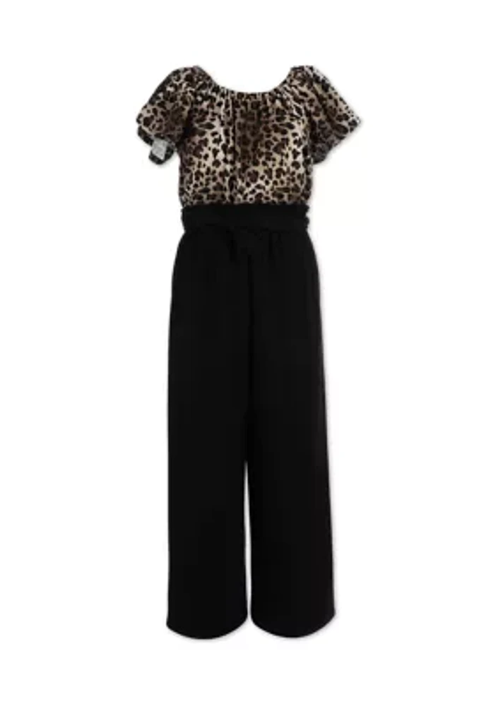 Girls 7-16 Animal Printed Bodice Jumpsuit