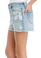 Girls 7-16 Floral Denim Shorts