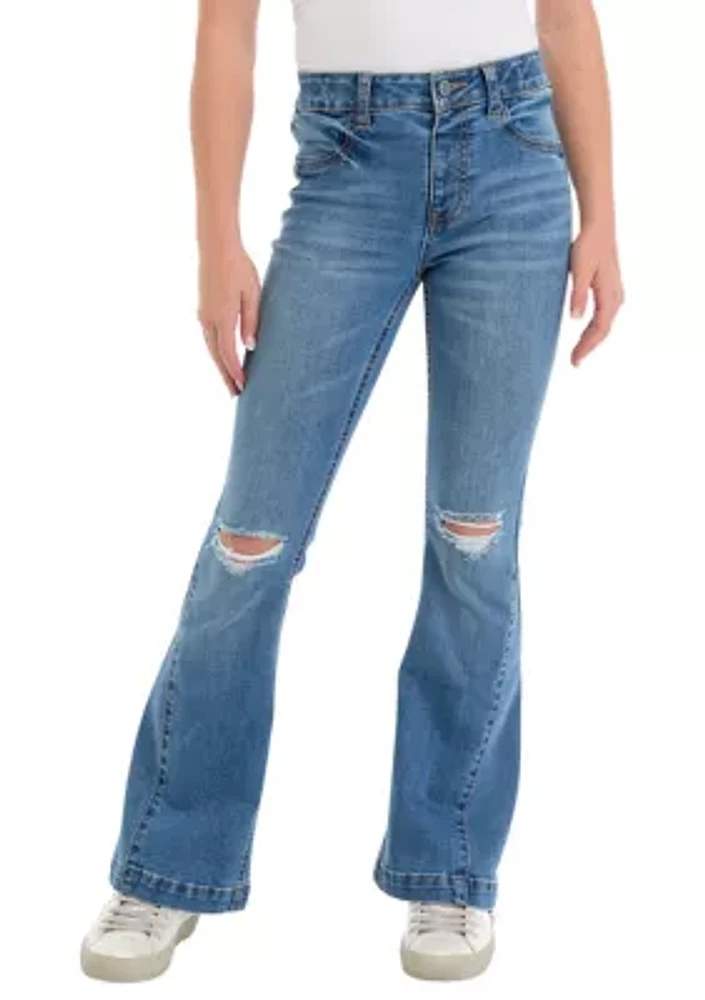 Girls 7-16 Ripped Flare Jeans