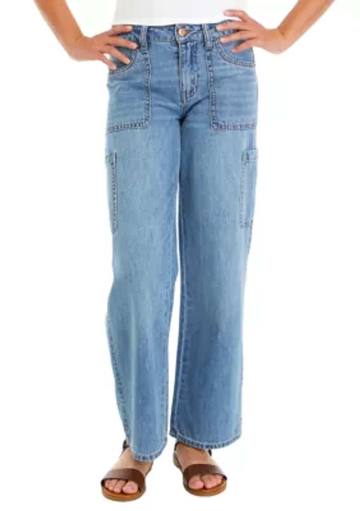 Girls 7-16 Wide Leg Cargo Jeans