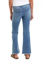 Girls 7-16 Gusset Flare Jeans with Destruction and Splatters