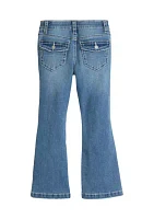 Girls 4-6x Heavy Stitch Back Flap Flare Jeans