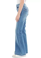 Girls 7-16 Heavy Stitched Back Flap Flare Jeans