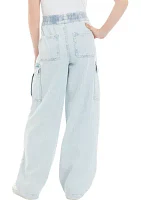 Girls 7-16 Cozy Denim Cargo Jeans