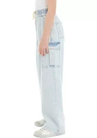 Girls 7-16 Cozy Denim Cargo Jeans