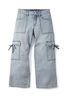 Girls 4-6x Wide Leg Bow Cargo Pants