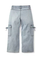 Girls 4-6x Wide Leg Bow Cargo Pants