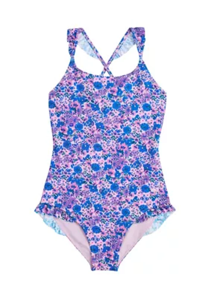 Girls 7-16 Ruffle One Piece Printed Swimsuit