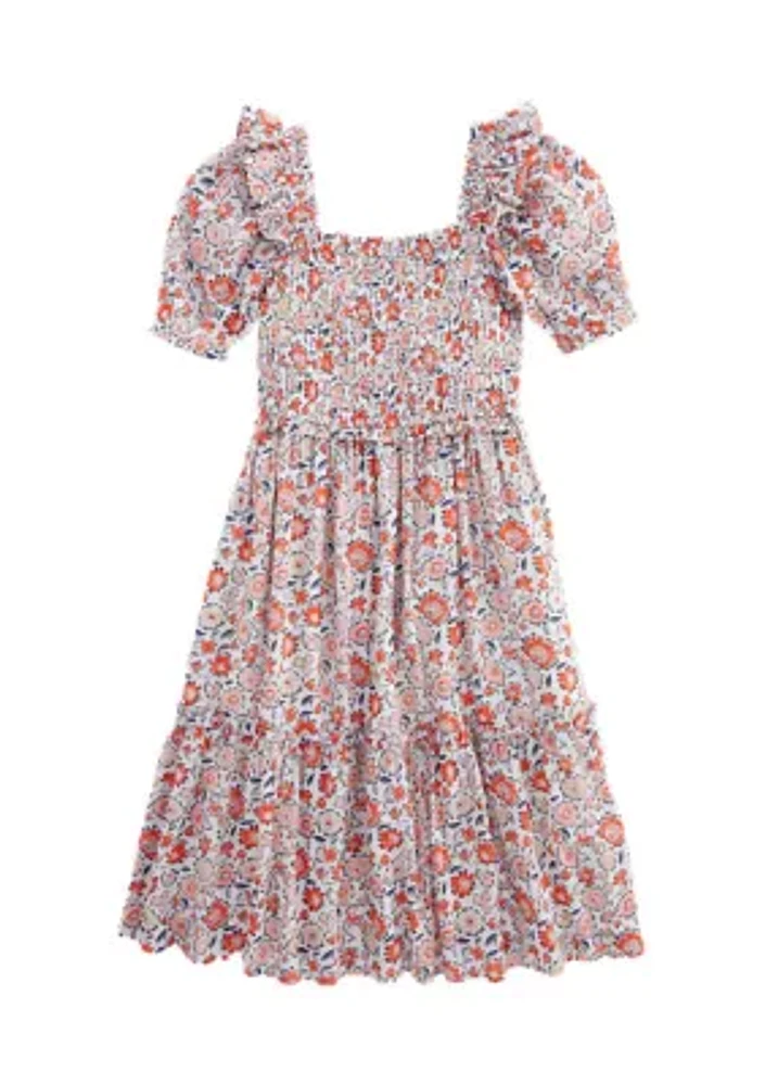 Girls 7-16 Floral Smocked Midi Dress