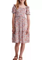 Girls 7-16 Floral Smocked Midi Dress