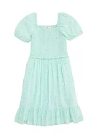 Girls 7-16 Smocked Puff Sleeve Dress