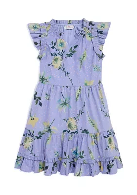 Girls 7-16 Poplin Tiered Printed Dress