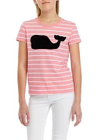 Girls 7-16 Striped Whale Short Sleeve T-Shirt