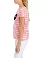 Girls 7-16 Striped Whale Short Sleeve T-Shirt