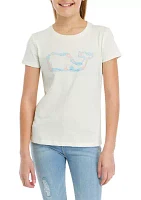 Girls 7-16 Whale Outline Short Sleeve Graphic T-Shirt