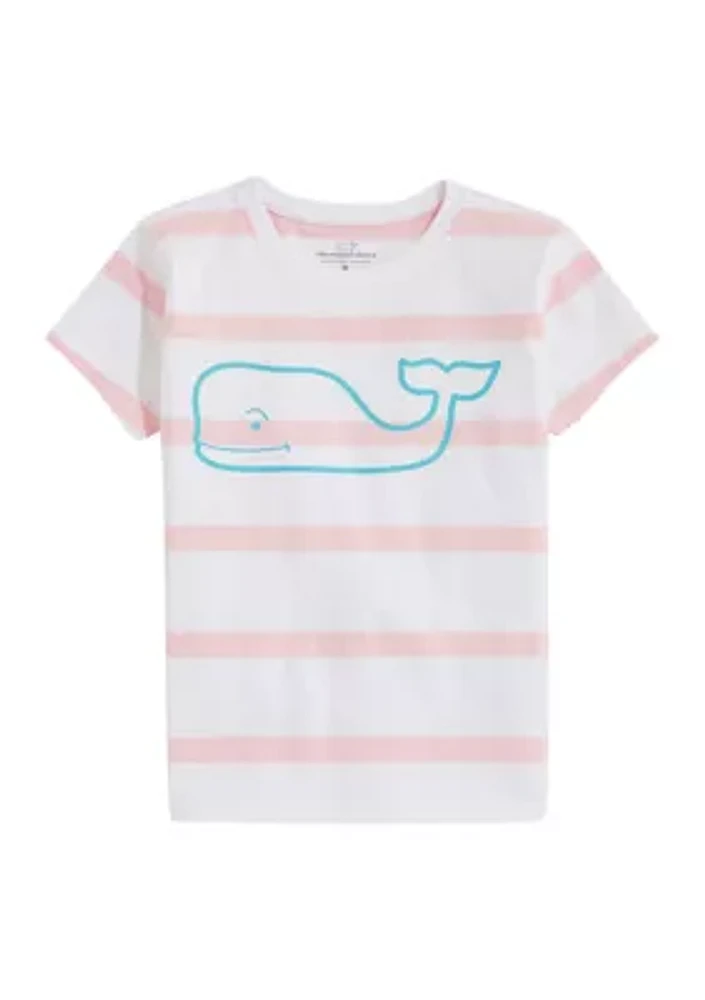 Girls 7-16 Striped Whale Short Sleeve T-Shirt