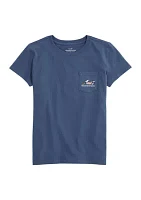 Girls 7-16 Glow Camping Whale Short Sleeve Pocket T-Shirt