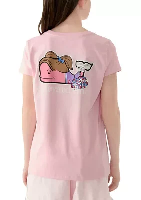 Girls 7-16 Cheerleader Whale Short Sleeve Pocket T-Shirt