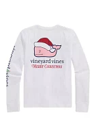 Girls 7-16 Glitter Santa Whale Sweatshirt