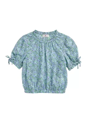 Girls 7-16 Printed Puff Sleeve Top