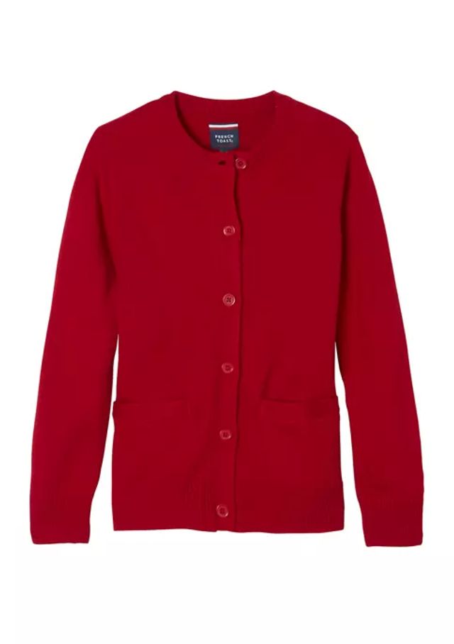 Belk Girls Anti Pill Crew Neck Cardigan 