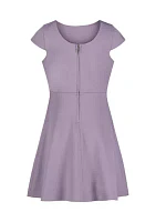 Girls 7-16 Softly Pleated Sleeveless Scuba Dress