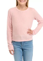 Girls 7-16 Thermal Knit Crew Neck T-Shirt