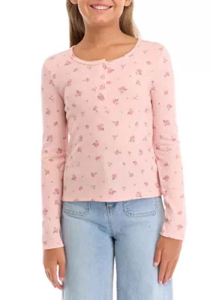 Girls 7-16 Thermal Knit Henley Top