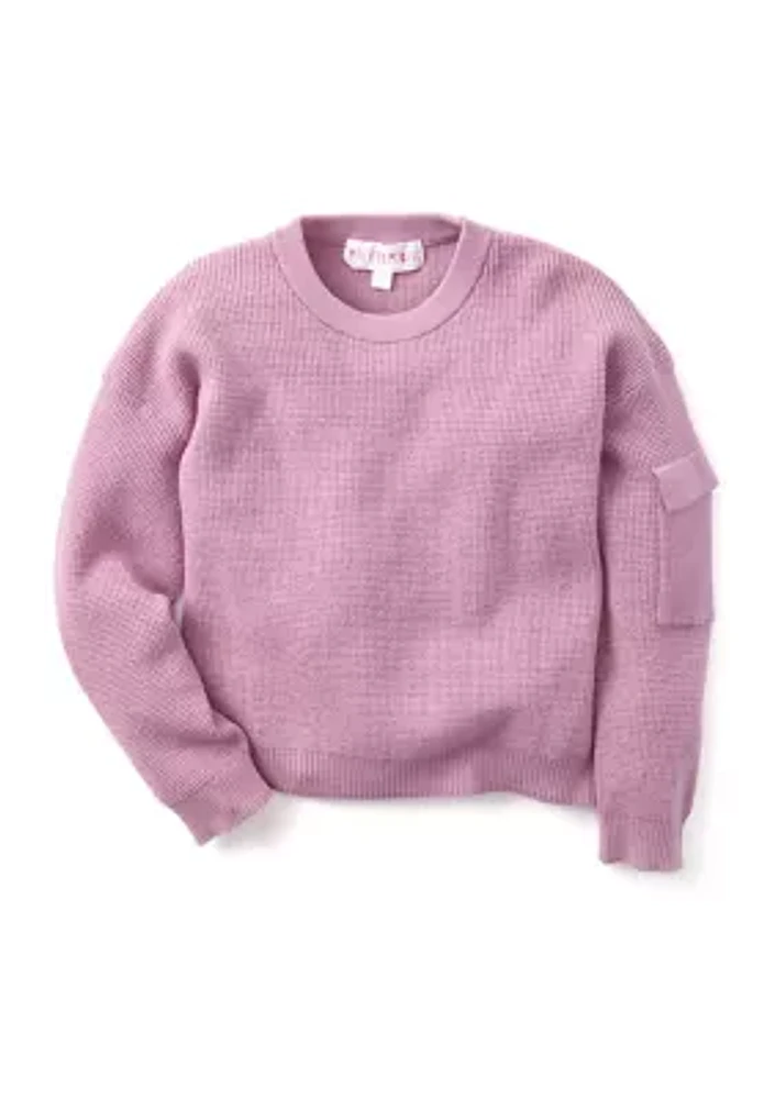 Girls 4-6x Crew Neck Solid Sweater