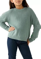 Girls 7-16 Crew Neck Solid Sweater